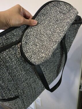 Black and White Tweed Tote Bag Everyday Handbag